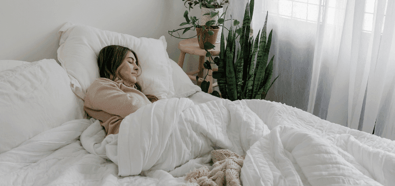 A woman getting a restful sleep